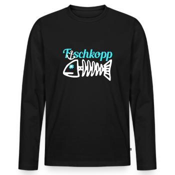 Fischkopp Fisch Fischkopf Küste Angler Fischer - Männer Premium Bio Langarmshirt - Schwarz - Vorne - Nico (187cm)