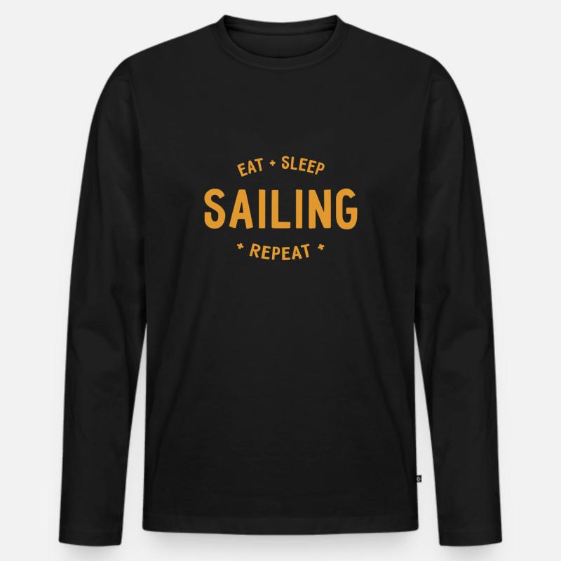 Eat Sleep Sailing Repeat - Männer Premium Bio Langarmshirt - Schwarz