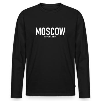 Moscou - Ville Lumière - Russie - Kremlin - T-shirt manches longues Premium bio Homme - noir - Devant - Nico (187cm)