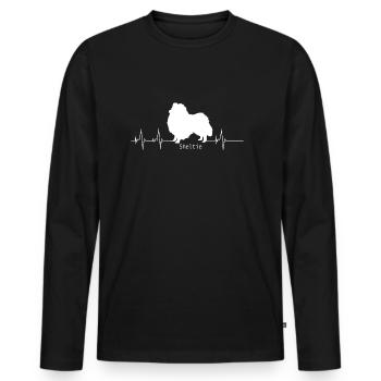 SHELTIE SHETLAND SHEEPDOG HUND HEARTBEAT GESCHENK - Männer Premium Bio Langarmshirt - Schwarz - Vorne - Nico (187cm)