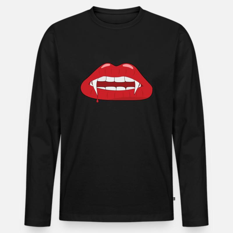 Vampir Vampirzähne - Männer Premium Bio Langarmshirt - Schwarz