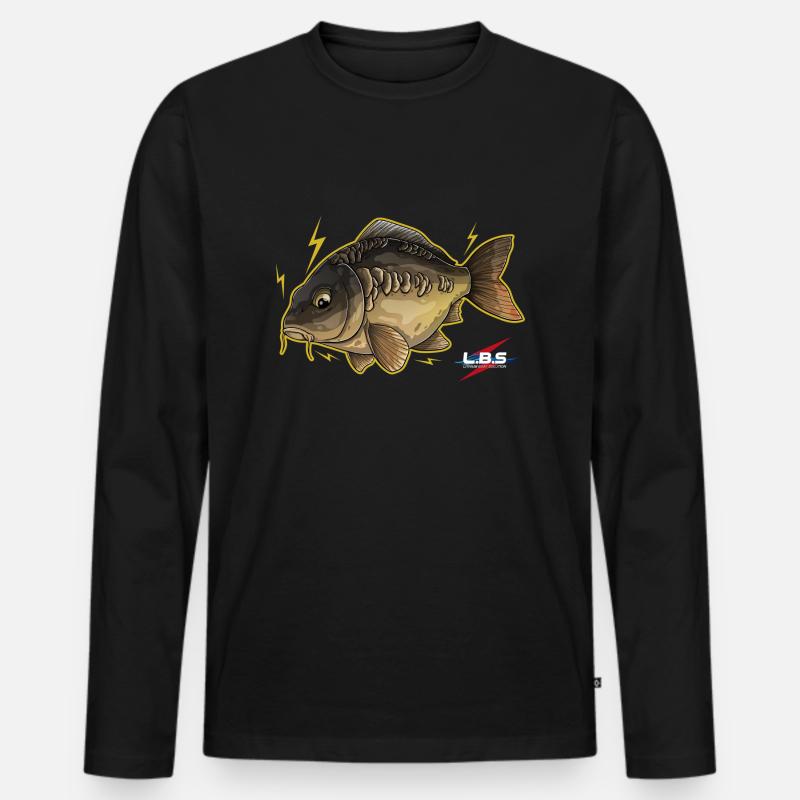 Karpfendesign LBS - Männer Premium Bio Langarmshirt - Schwarz