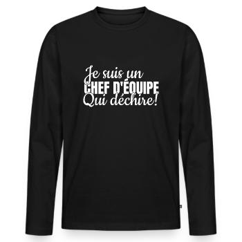 je suis un chef d´equipe qui déchire Cadeau - T-shirt manches longues Premium bio Homme - noir - Devant - Nico (187cm)