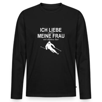 Skifahren - Ich Liebe Meine Frau - Männer Premium Bio Langarmshirt - Schwarz - Vorne - Nico (187cm)