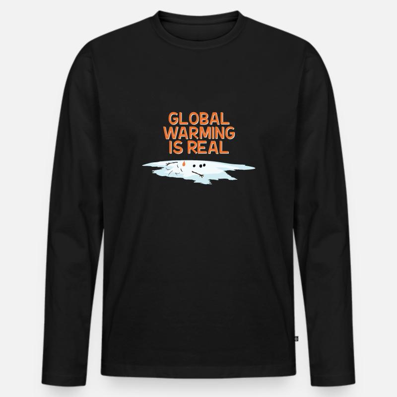DIE GLOBALE ERWÄRMUNG IST REAL - Männer Premium Bio Langarmshirt - Schwarz