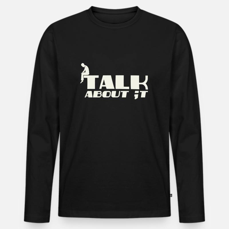 Talk about it - Männer Premium Bio Langarmshirt - Schwarz