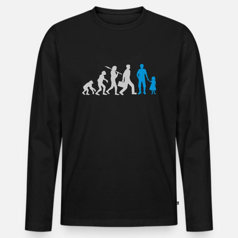 Evolution Papa Tochter Kind - Männer Premium Bio Langarmshirt - Schwarz