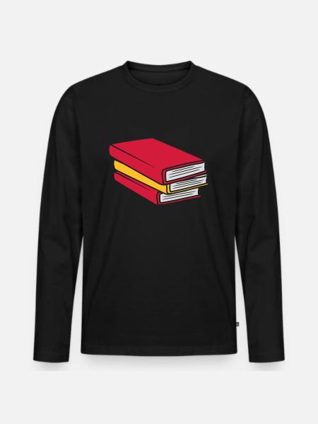 Design stacked books comic - Men's Premium Organic Long Sleeve Shirt - black