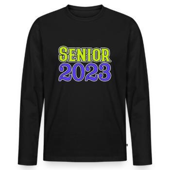 Senior 2023 - T-shirt manches longues Premium bio Homme - noir - Devant - Nico (187cm)