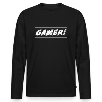 Jeu PC de jeu - T-shirt manches longues Premium bio Homme - noir - Devant - Nico (187cm)
