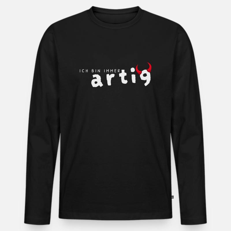 ich bin artig - Männer Premium Bio Langarmshirt - Schwarz
