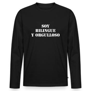 Zweisprachig Spanisch - Männer Premium Bio Langarmshirt - Schwarz - Vorne - Nico (187cm)