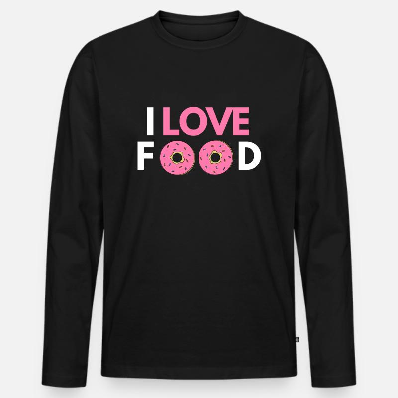 Ich liebe Essen - Männer Premium Bio Langarmshirt - Schwarz