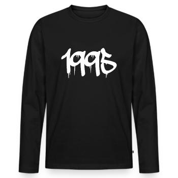 1995 Year Number 90s 95 Gift Idea Rap Fresh - Men's Premium Organic Long Sleeve Shirt - black - Front - Nico (187cm)