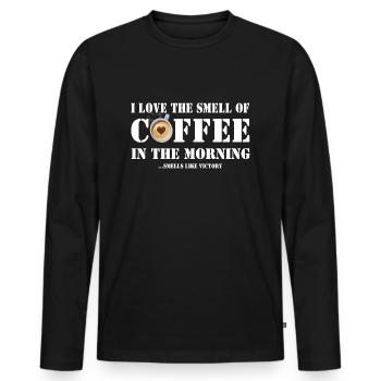 I Love The Smell Of Coffee - Men's Premium Organic Long Sleeve Shirt - black - Front - Nico (187cm)