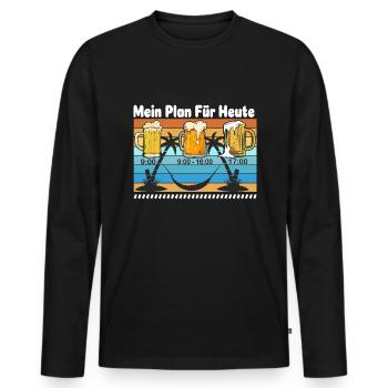 Malle Mallorca Party Saufen Mein Plan für heute - Männer Premium Bio Langarmshirt - Schwarz - Vorne - Nico (187cm)