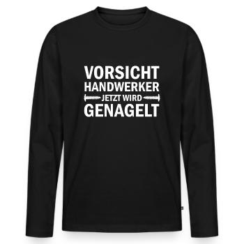 Craftsman Handyman Craft Tool Construction Site - Men's Premium Organic Long Sleeve Shirt - black - Front - Nico (187cm)