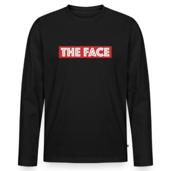 The Face | Gesicht, lustige Sprüche, Chef - Männer Premium Bio Langarmshirt - Schwarz - Vorne - Nico (187cm)