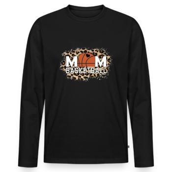 Basketball-Mutter-Leopard-Muttertag - Männer Premium Bio Langarmshirt - Schwarz - Vorne - Nico (187cm)