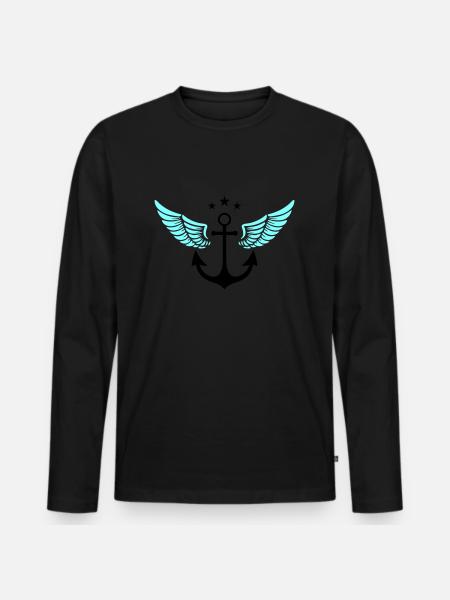 Anchor Symbol - Men's Premium Organic Long Sleeve Shirt - black