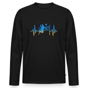 Volley-ball, battement de cœur, joueurs de volley-ball, volley - T-shirt manches longues Premium bio Homme - noir - Devant - Nico (187cm)