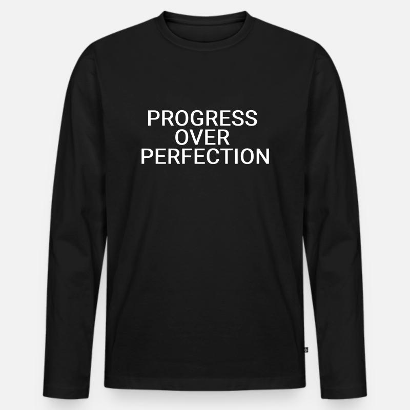 Fortschritt vor Perfektion - Männer Premium Bio Langarmshirt - Schwarz