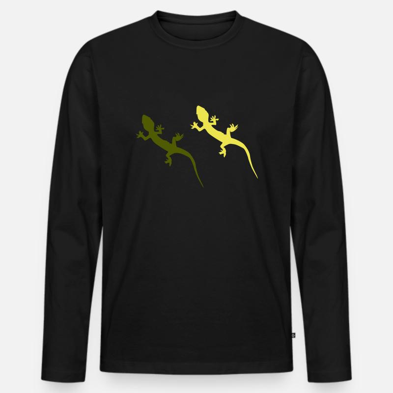 gecko 2 - Männer Premium Bio Langarmshirt - Schwarz