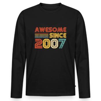 Génial depuis 2007" - Rétro Vintage 18e anniversaire - T-shirt manches longues Premium bio Homme - noir - Devant - Nico (187cm)