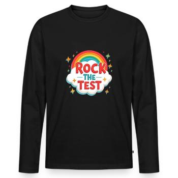 Rock The Test Funny Test Day Motivation The Test - Men's Premium Organic Long Sleeve Shirt - black - Front - Nico (187cm)