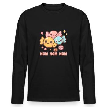 Candy Nom Nom Nom Süßigkeitenesser Süßigkeiten - Männer Premium Bio Langarmshirt - Schwarz - Vorne - Nico (187cm)