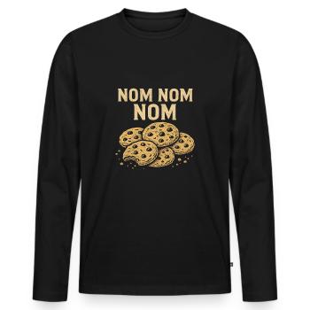 Kekse Nom Nom Nom Keksesser Keks - Männer Premium Bio Langarmshirt - Schwarz - Vorne - Nico (187cm)