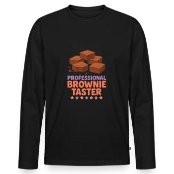 Brownie professionnel Dégustation de Brownie - T-shirt manches longues Premium bio Homme - noir - Devant - Nico (187cm)