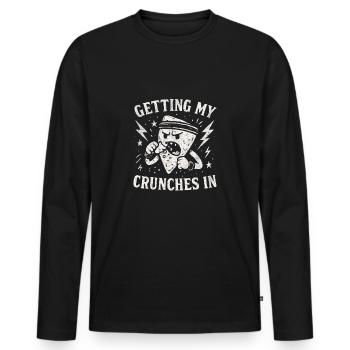 My Gym Crunches Do Fun Chi - Men's Premium Organic Long Sleeve Shirt - black - Front - Nico (187cm)