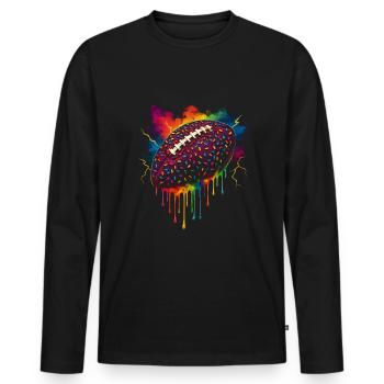 Football Tropf Fußballspieler Teen Boys Tropf - Männer Premium Bio Langarmshirt - Schwarz - Vorne - Nico (187cm)