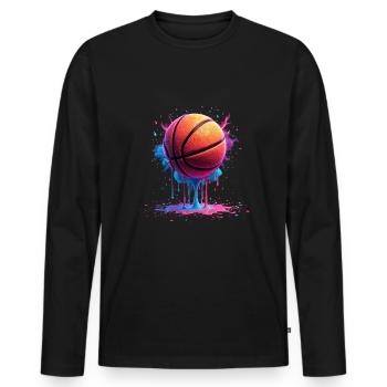 Basketball Tropf Basketballspieler Jungs Tropf - Männer Premium Bio Langarmshirt - Schwarz - Vorne - Nico (187cm)