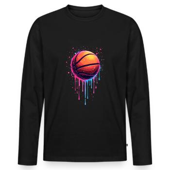 Basketball Tropf Basketballspieler Jungs Tropf - Männer Premium Bio Langarmshirt - Schwarz - Vorne - Nico (187cm)