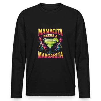 Mamacita a besoin d’une margarita - T-shirt manches longues Premium bio Homme - noir - Devant - Nico (187cm)