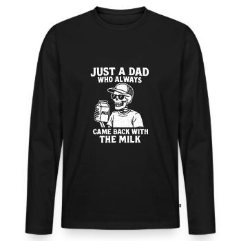 Juste un père qui revenait toujours avec le lait - T-shirt manches longues Premium bio Homme - noir - Devant - Nico (187cm)