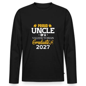 Onkel eines Jahrgangsbesten Absolventen 2027 Famil - Männer Premium Bio Langarmshirt - Schwarz - Vorne - Nico (187cm)