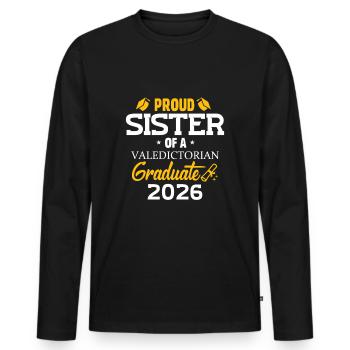 Schwester einer Jahrgangsbesten-Absolventin 2026 F - Männer Premium Bio Langarmshirt - Schwarz - Vorne - Nico (187cm)