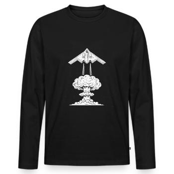 B-2 bombardier furtif Avion militaire B2 bombardier - T-shirt manches longues Premium bio Homme - noir - Devant - Nico (187cm)