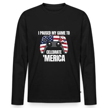 J’ai mis mon jeu en pause pour obtenir le Merica Gamer - T-shirt manches longues Premium bio Homme - noir - Devant - Nico (187cm)