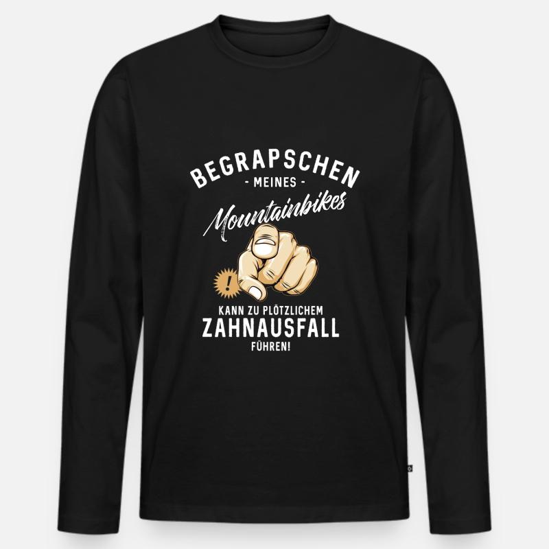 Begrapschen meines Mountainbikes - Zahnausfall - - Männer Premium Bio Langarmshirt - Schwarz
