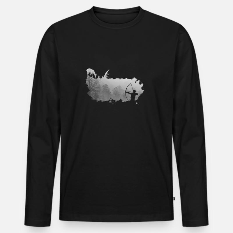 bowhunter splash Nebel - Männer Premium Bio Langarmshirt - Schwarz