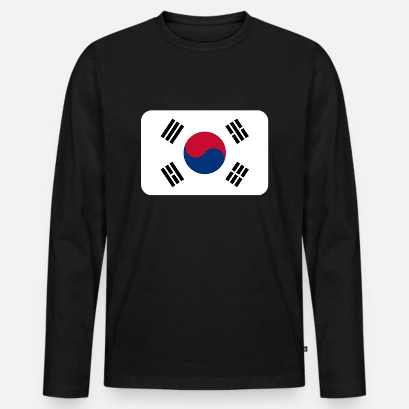 SOUTH KOREA FLAG round corner 400 dpi - Männer Premium Bio Langarmshirt - Schwarz