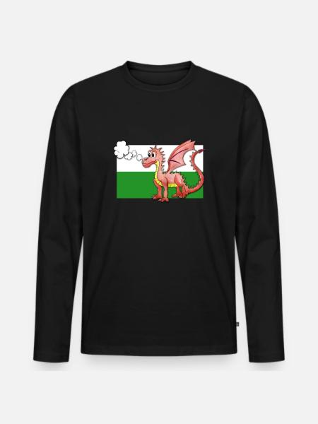 Puffing Welsh Dragon - Gregory - Men's Premium Organic Long Sleeve Shirt - black