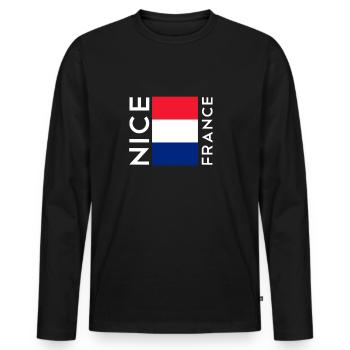 Nice, France - T-shirt manches longues Premium bio Homme - noir - Devant - Nico (187cm)