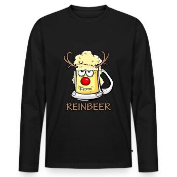 REINBEER - Rentier Weihnachts Geschenk Idee - Männer Premium Bio Langarmshirt - Schwarz - Vorne - Nico (187cm)