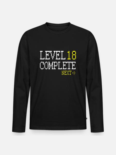 Level 18 Complete Next - Men's Premium Organic Long Sleeve Shirt - black
