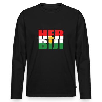 HER BIJI - Kurdisch Geschenk Kürd Kurdistan Kurdi - Männer Premium Bio Langarmshirt - Schwarz - Vorne - Nico (187cm)